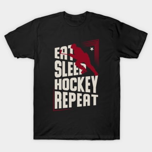 Eat Sleep Hockey Repeat - Funny Ice Hockey T-Shirt